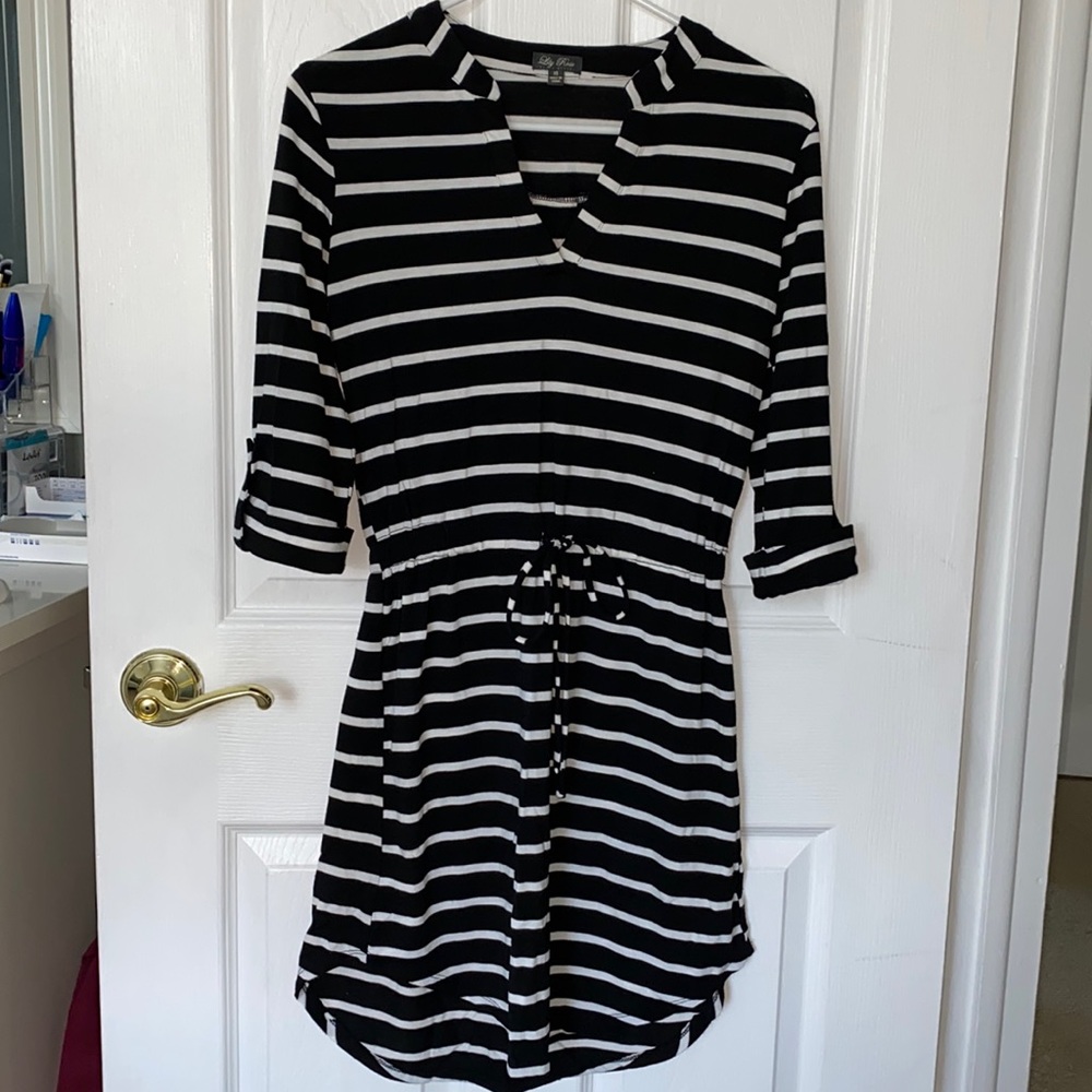 Lily Rose Striped 3/4 Length Sleeve Dress - Size XS